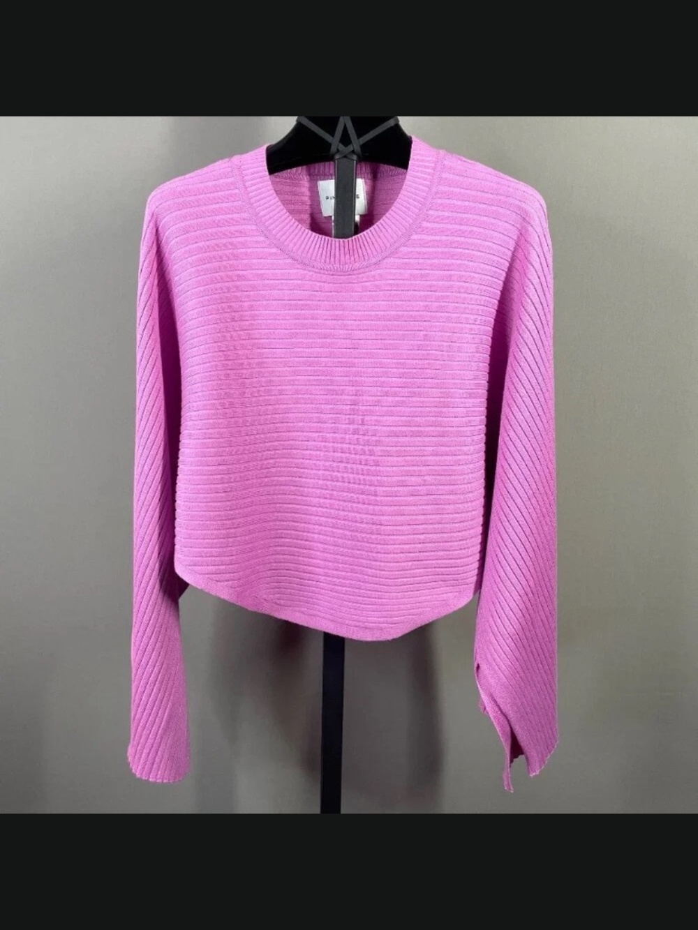 NEW Pink Rose Sweater Womens Small purple knit crop dolman pull over